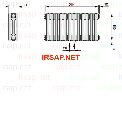 чертеж радиатора Irsap Tesi 30300-1230300-12-50-01
